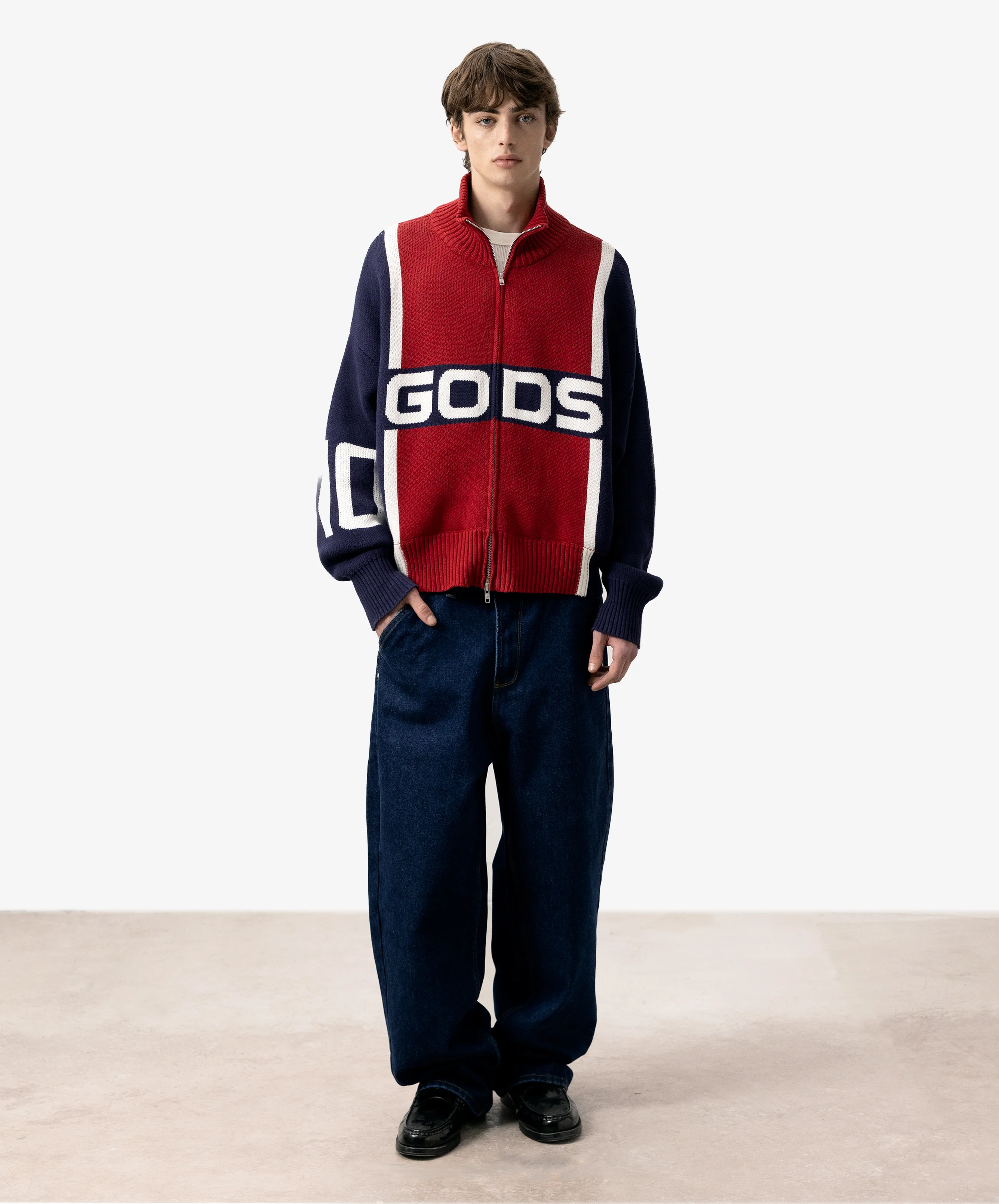 Alpine Rally Knitted Zipper Red-Navy - Image 6