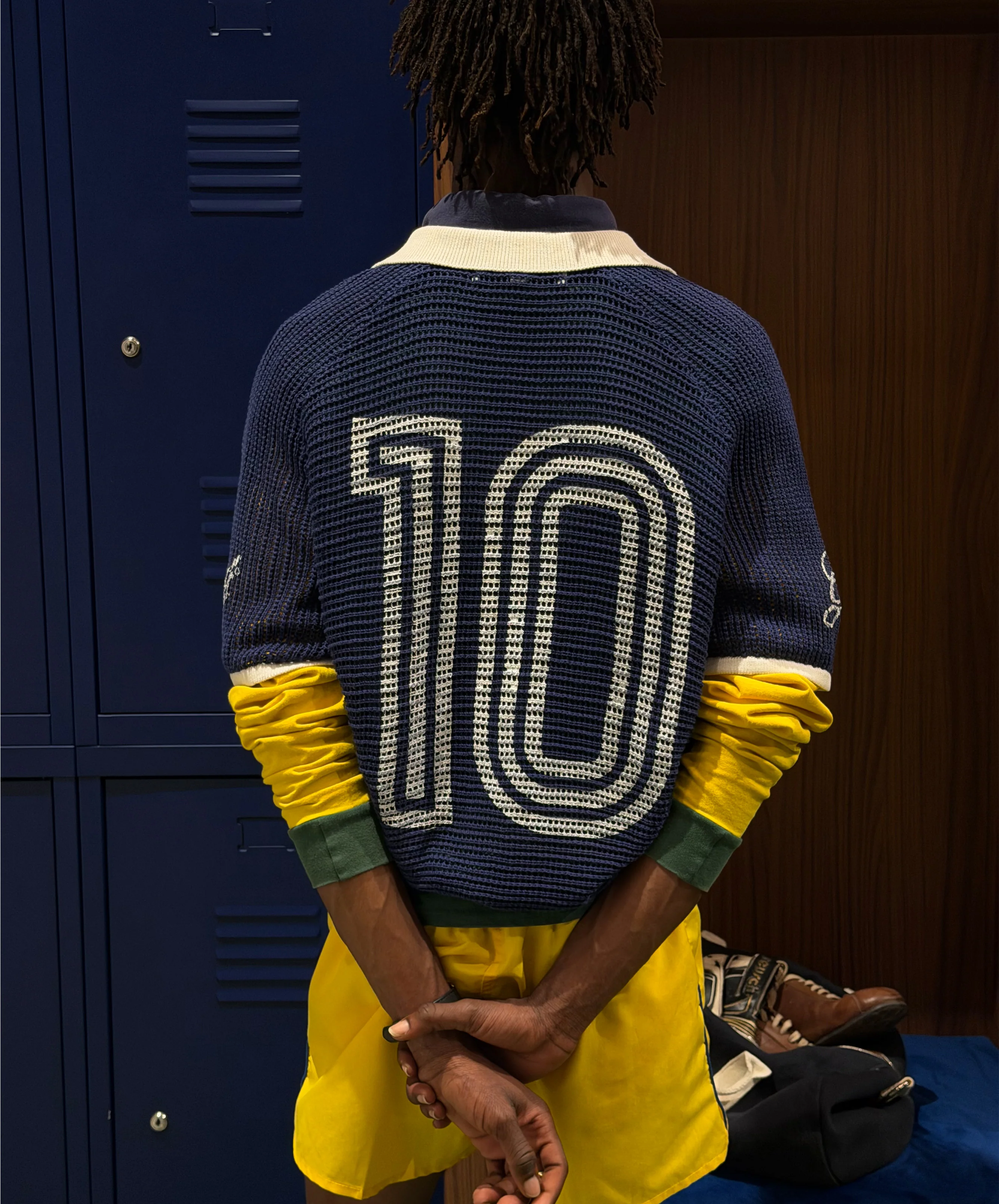Mundial Knitted Tee Navy - Image 4