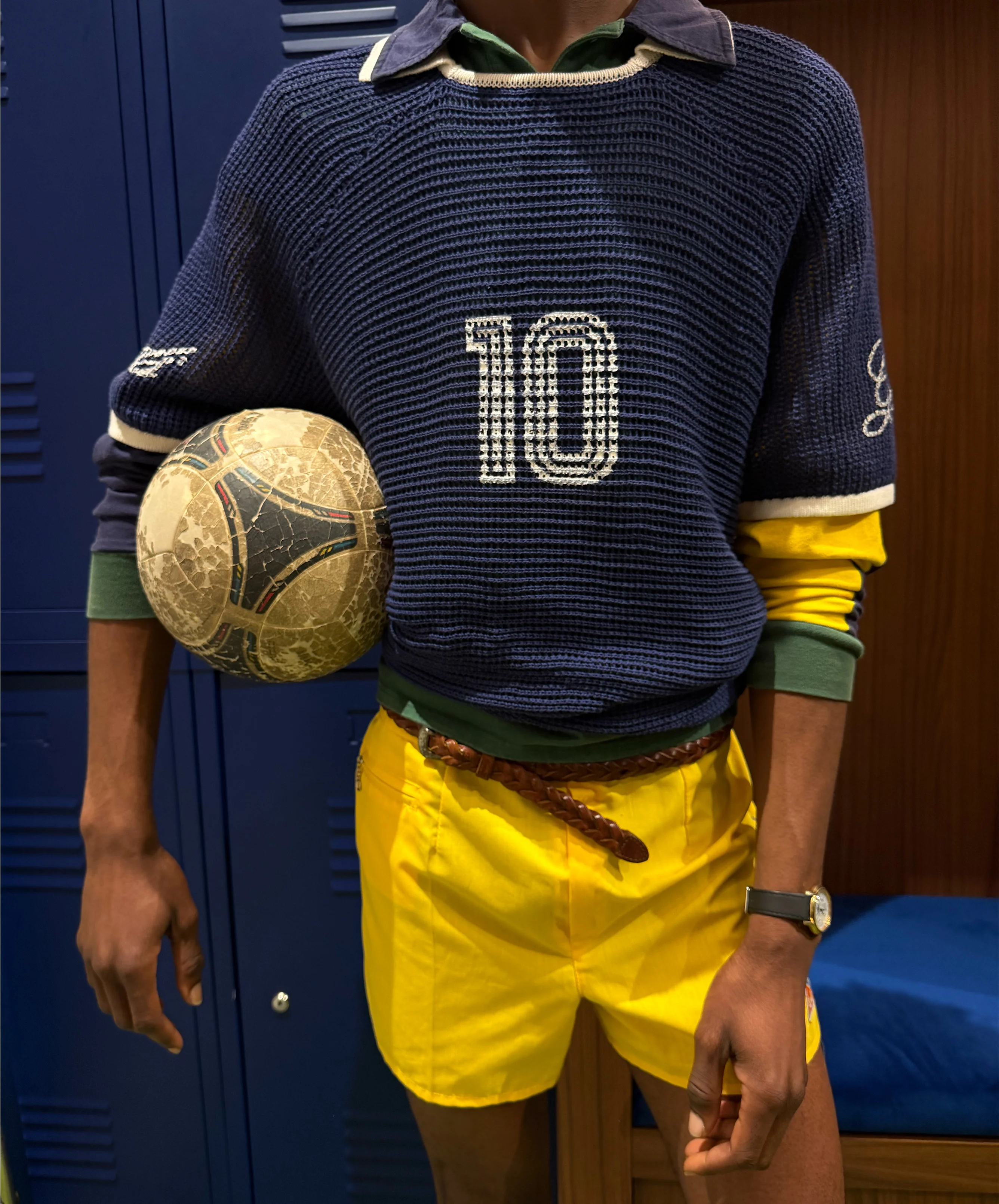 Mundial Knitted Tee Navy - Image 5
