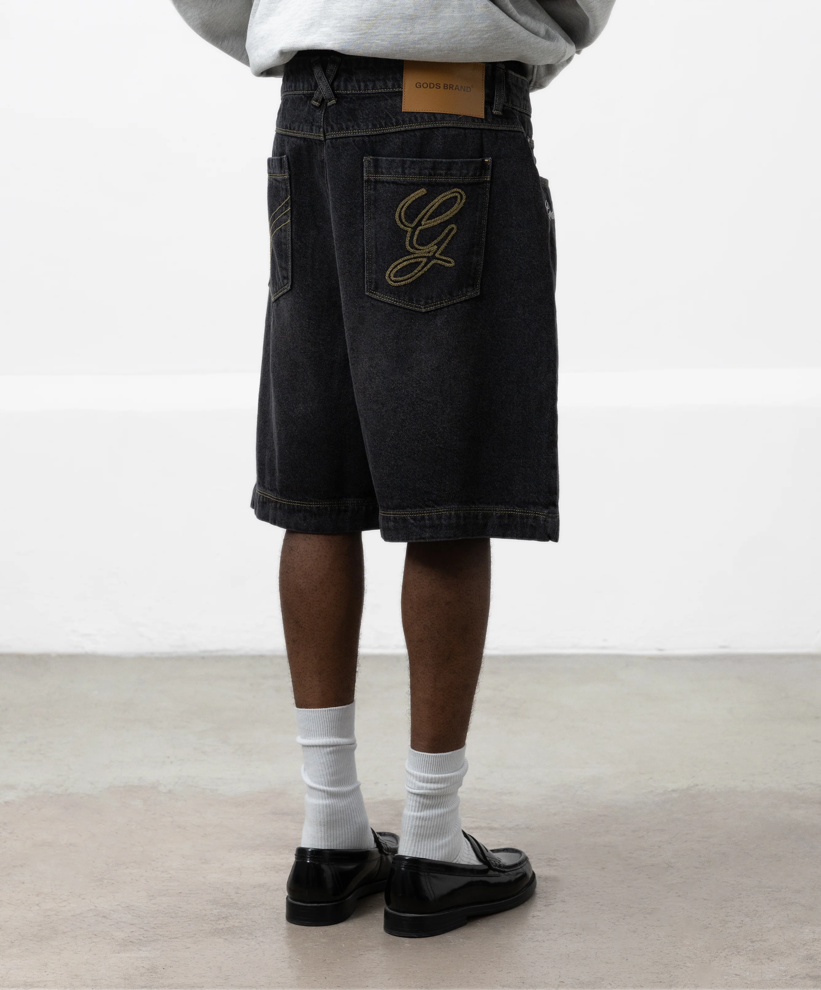 Gods Denim Shorts Dark Grey - Image 5