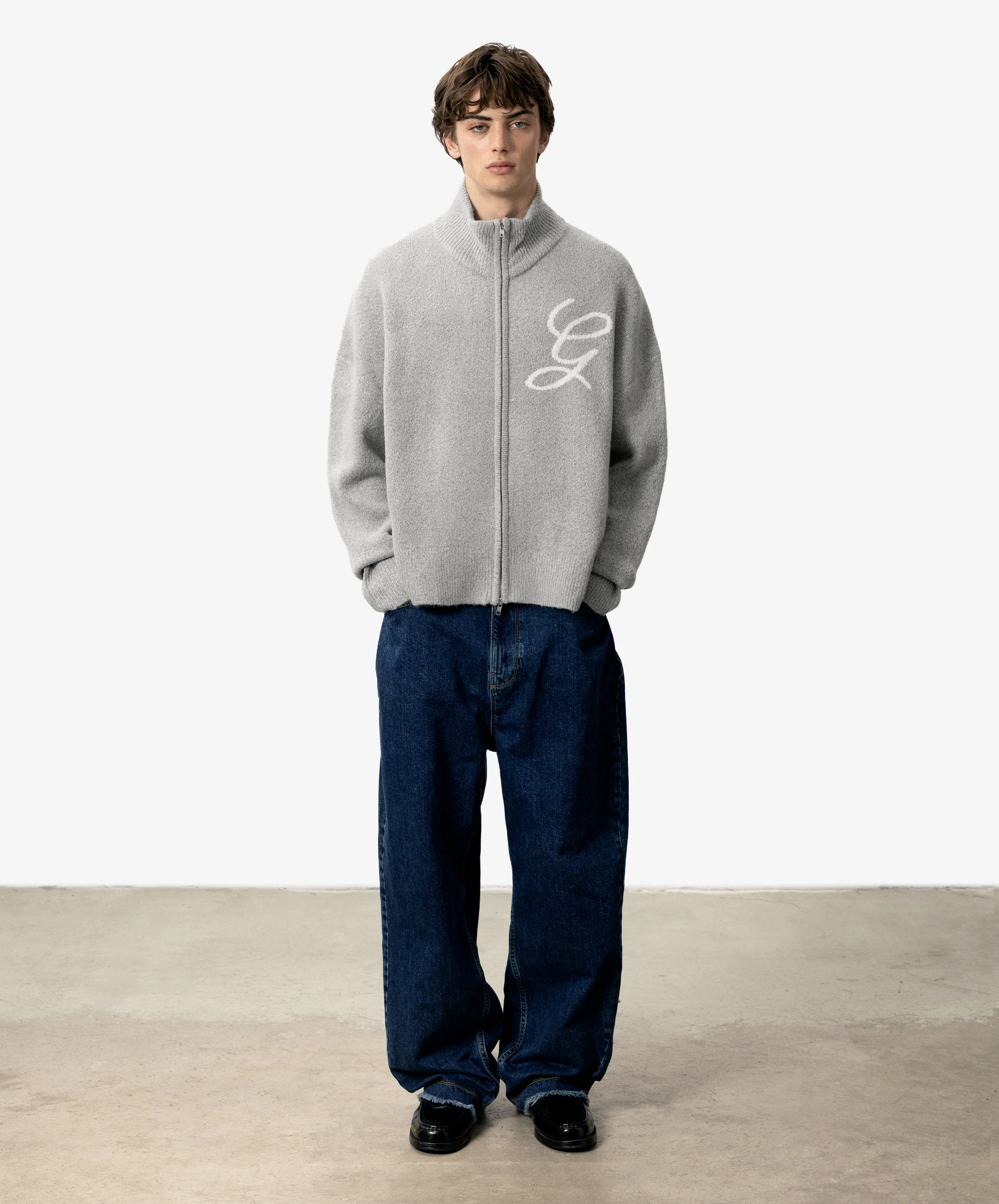 G'S Knitted Zipper Light Grey - Image 6