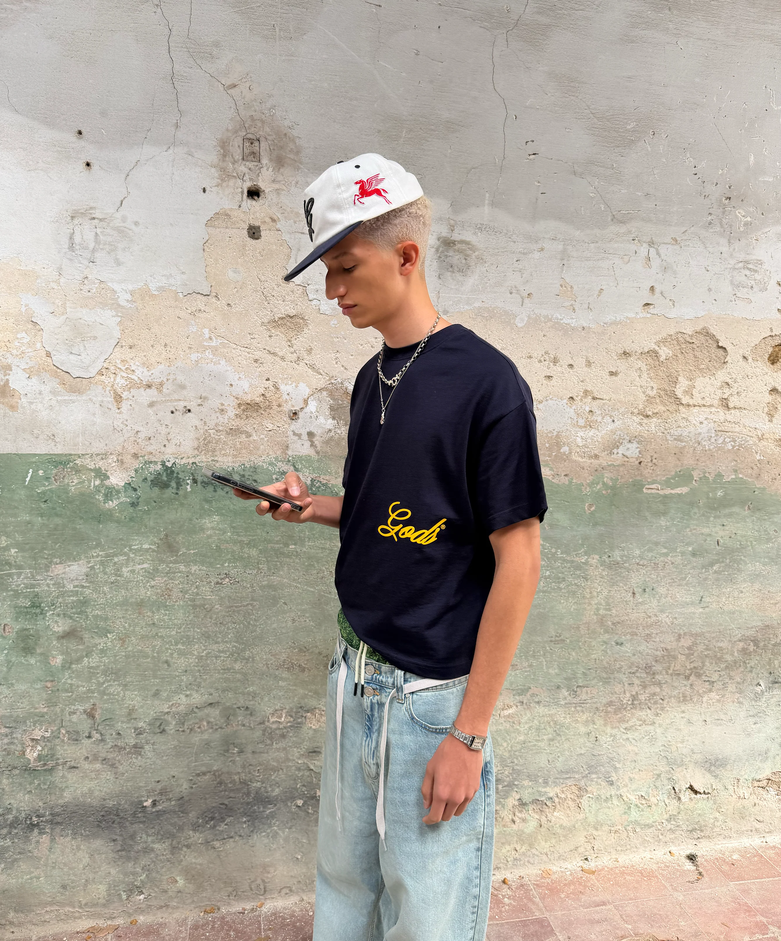 Script Boxy Tee Navy - Image 6