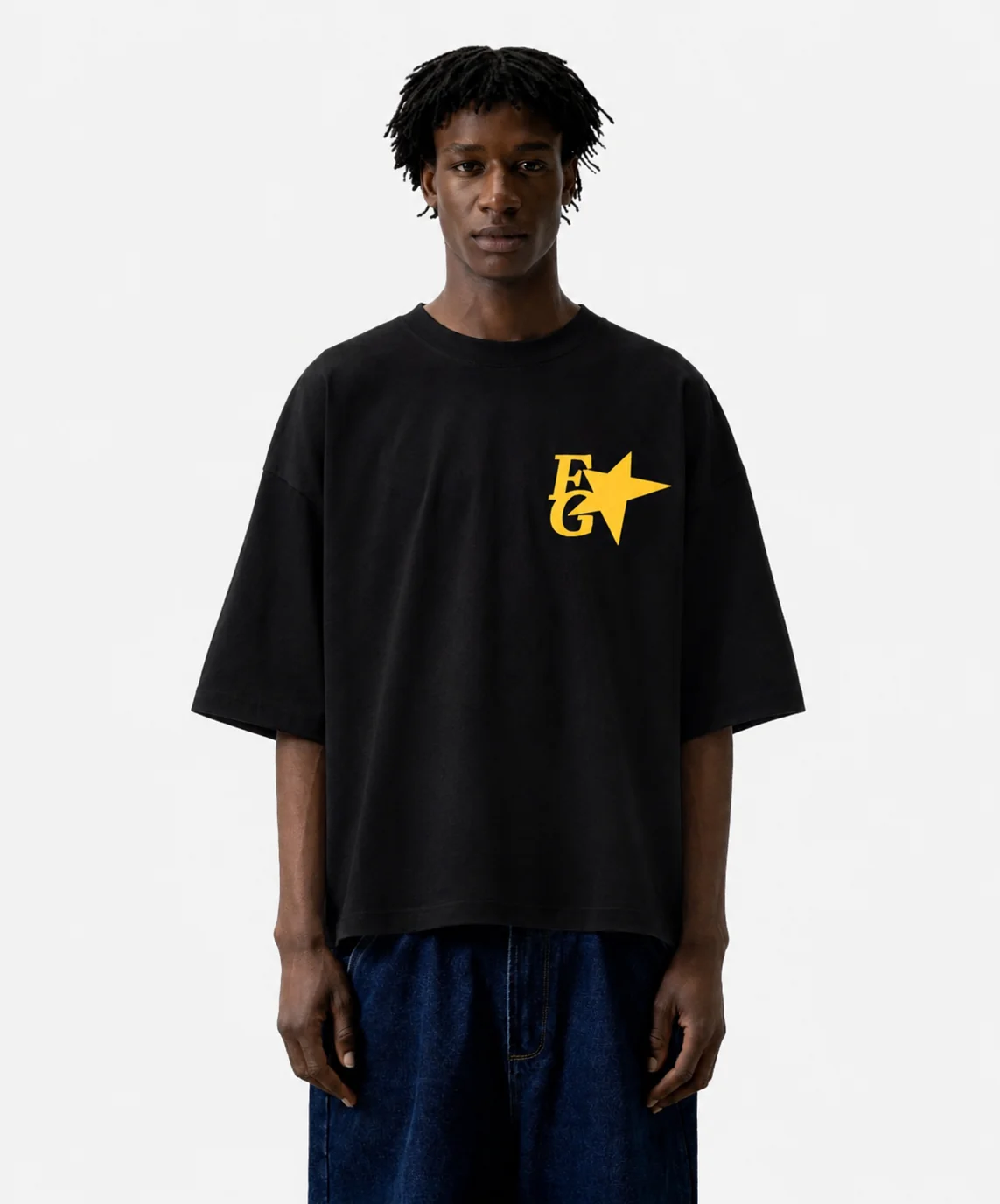 Star Boxy Tee Black - Image 3