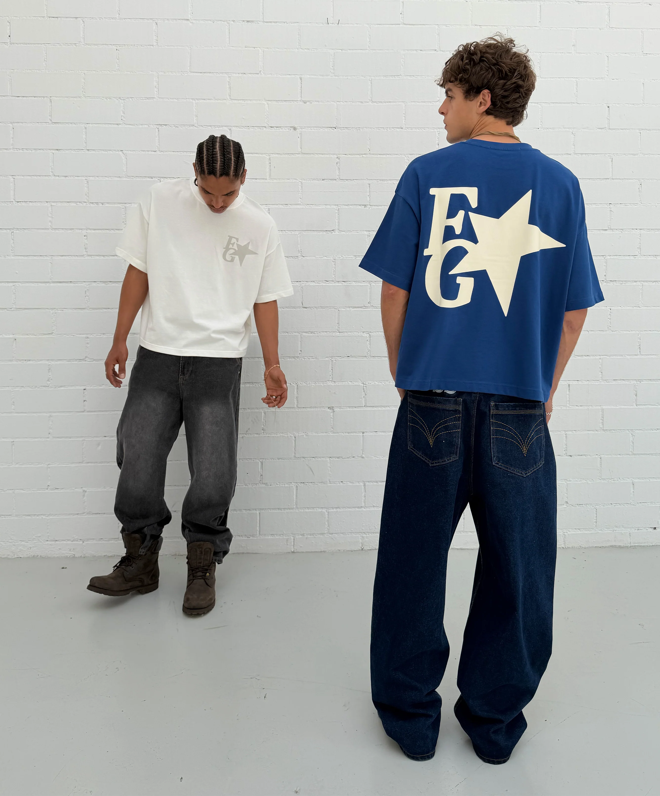 Star Boxy Tee Blue - Image 2