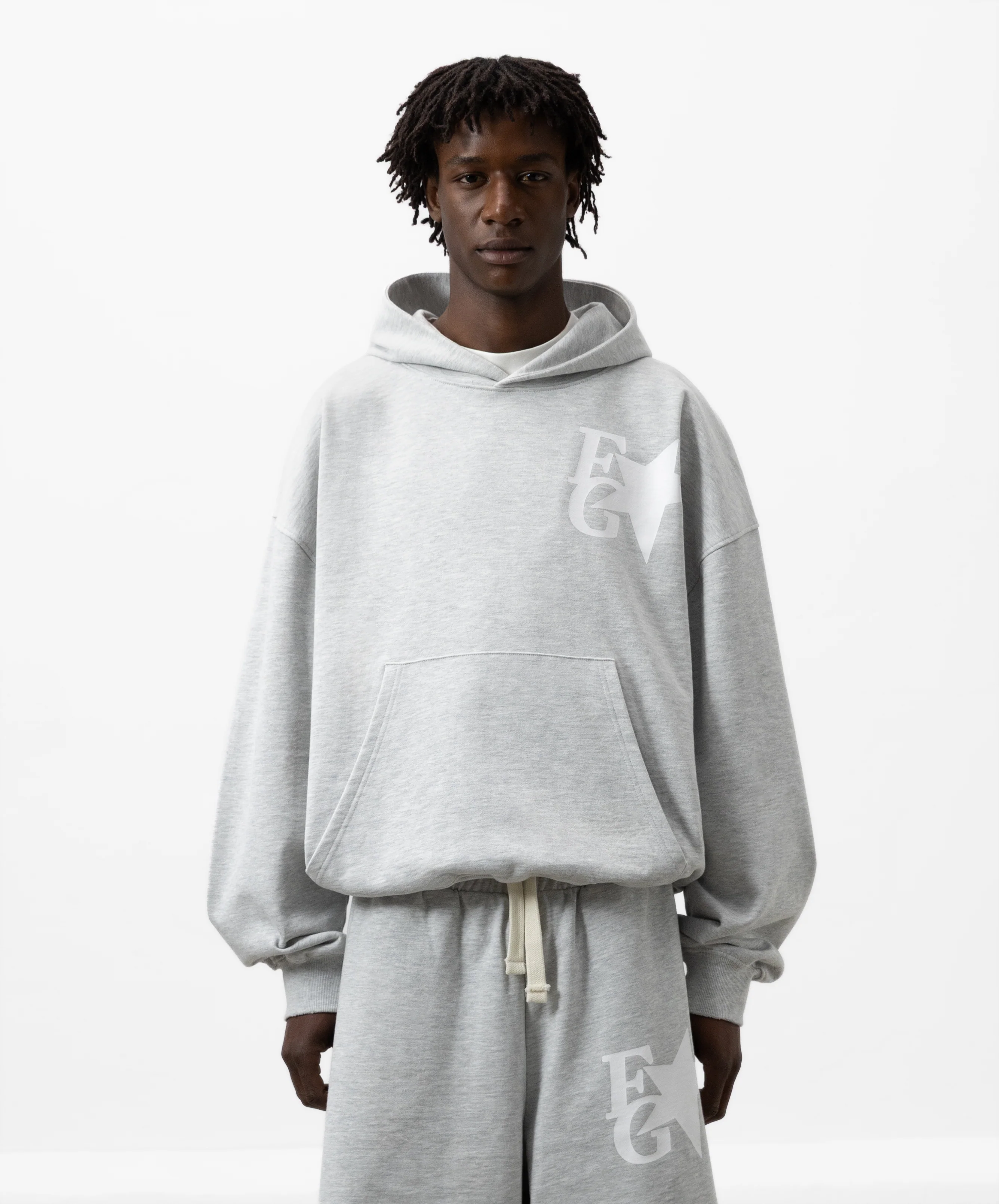 Star Hoodie Light Grey